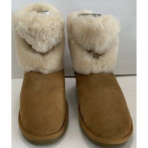 Serra boots Brown Size 10 New No Box Lamb skin Suede Leather Upper Lamb fur warm